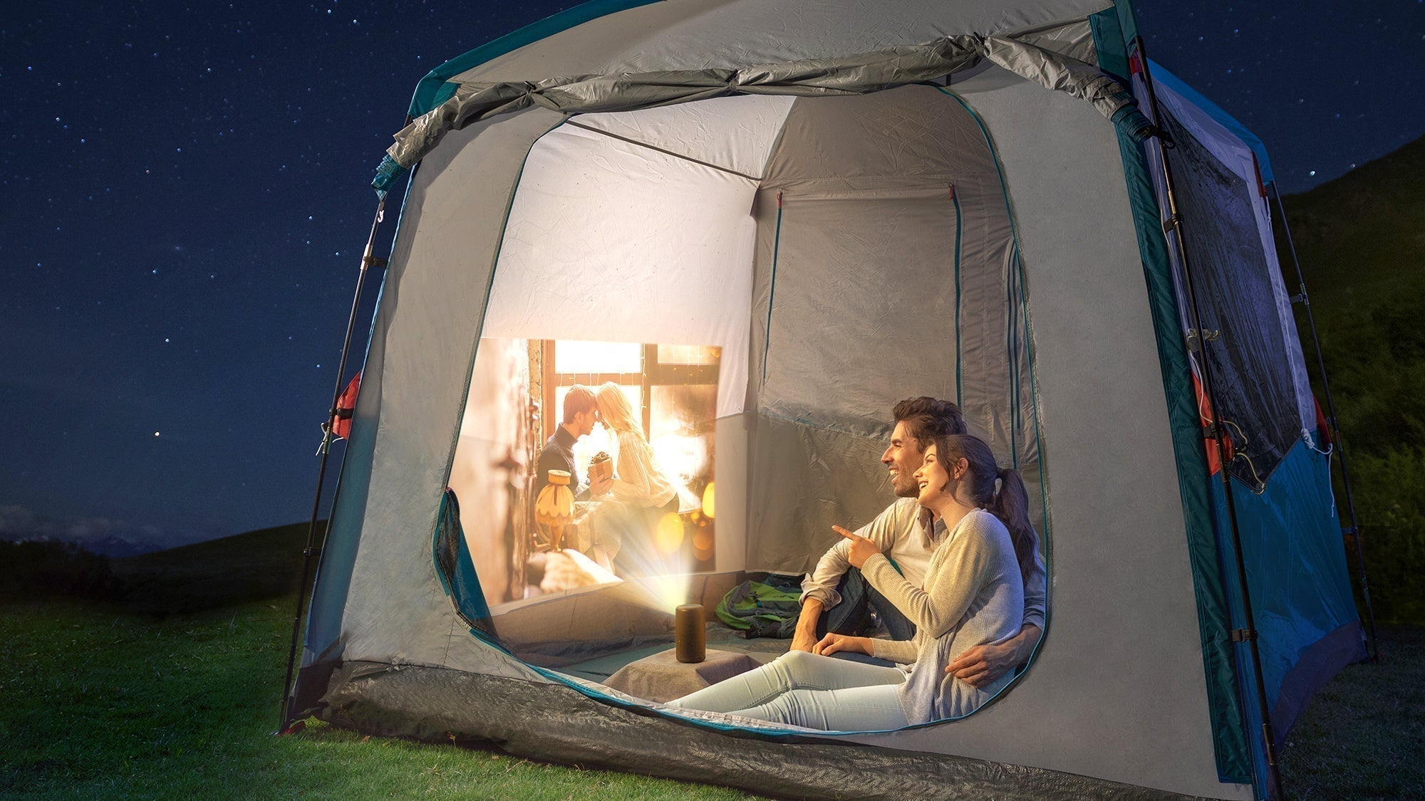 use portable projector in camping
